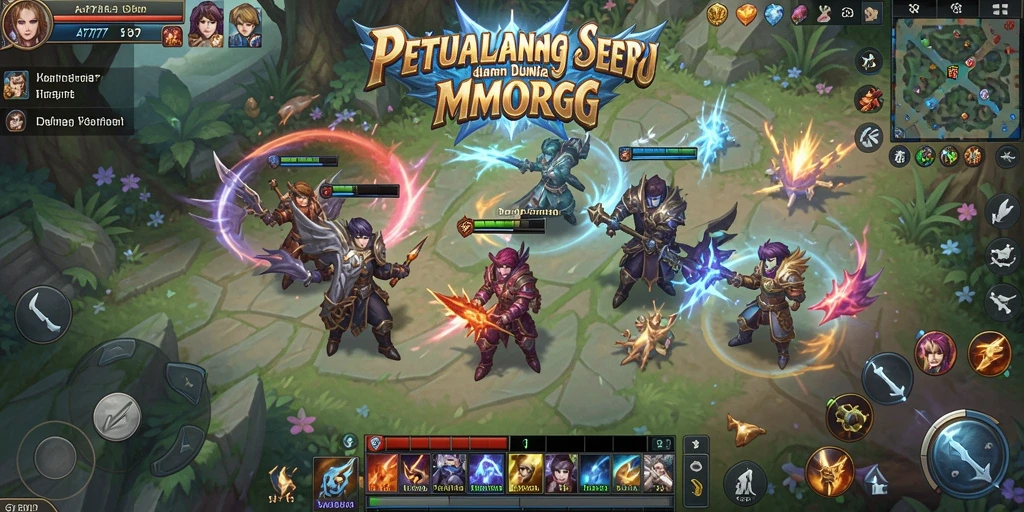 Tangkapan layar dari A7777 menampilkan aksi seru dalam pertarungan MMORPG.