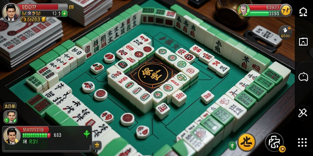 Screenshot gameplay EOS77 yang menampilkan serunya permainan Mahjong.