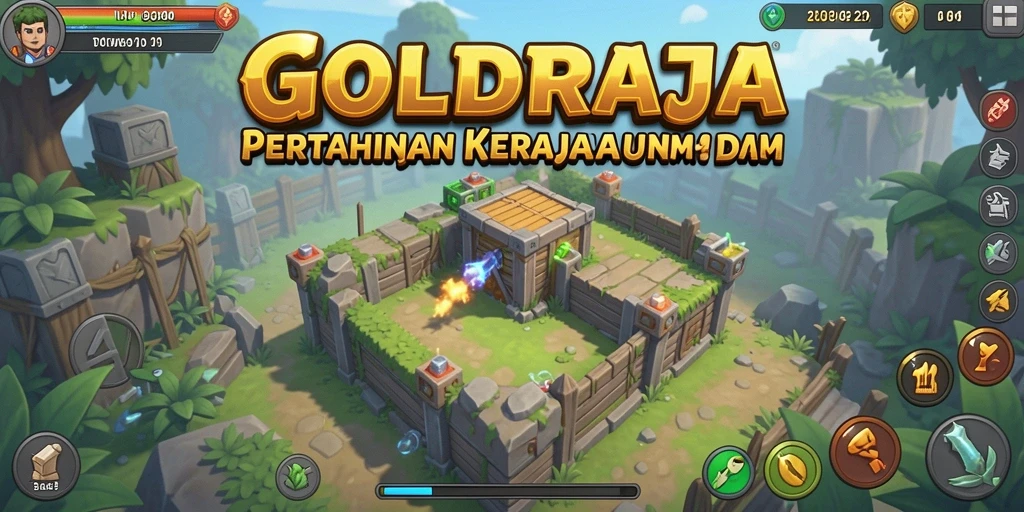 Screenshot gameplay Tower Defense di GOLDRAJA menunjukkan aksi seru dan strategi yang mendebarkan.
