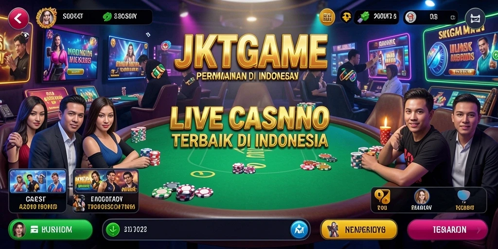 Screenshot JKTGAME menampilkan dealer profesional dalam permainan Live Casino.