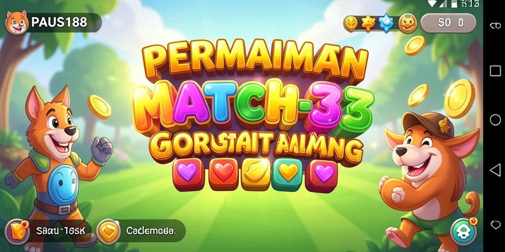 Screenshot gameplay PAUS188 menunjukkan aksi Match-3 yang seru.