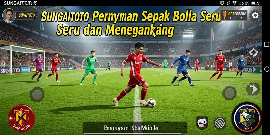 Screenshot gameplay SUNGAITOTO menampilkan aksi bermain sepak bola yang mendebarkan.