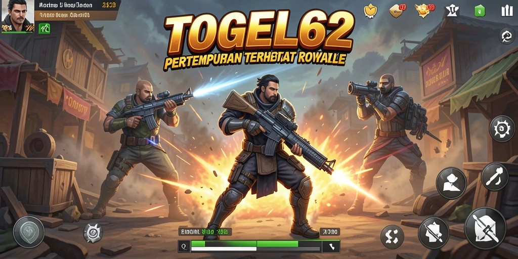 Screenshot gameplay TOGEL62 menunjukkan aksi Battle Royale yang mendebarkan.