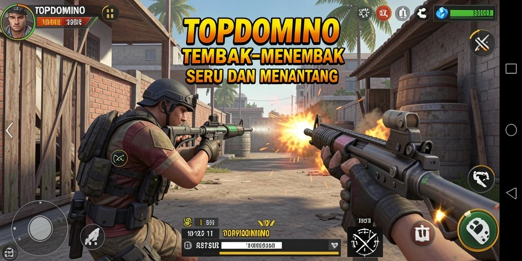 Tampilan seru gameplay <strong>TOPDOMINO</strong> dengan aksi tembak-menembak yang mendebarkan.