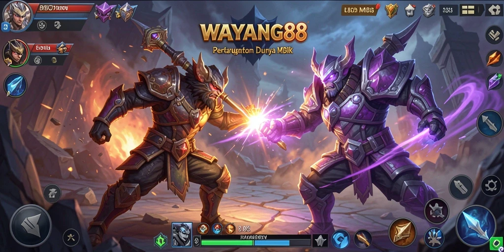 Screenshot gameplay WAYANG88 menampilkan aksi seru dalam pertarungan MOBA.